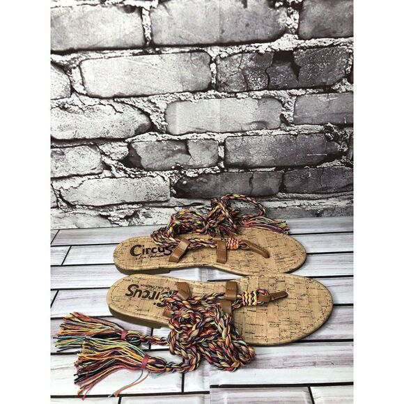 CIRCUS by SAM EDELMAN Beth Gladiator Multicolor Lace Up Flat Sandals Women 7M US - Picture 1 of 16